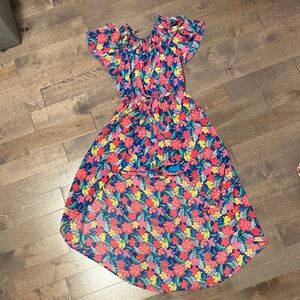 Japna Kids Floral Dress with Shorts in Blue and Red